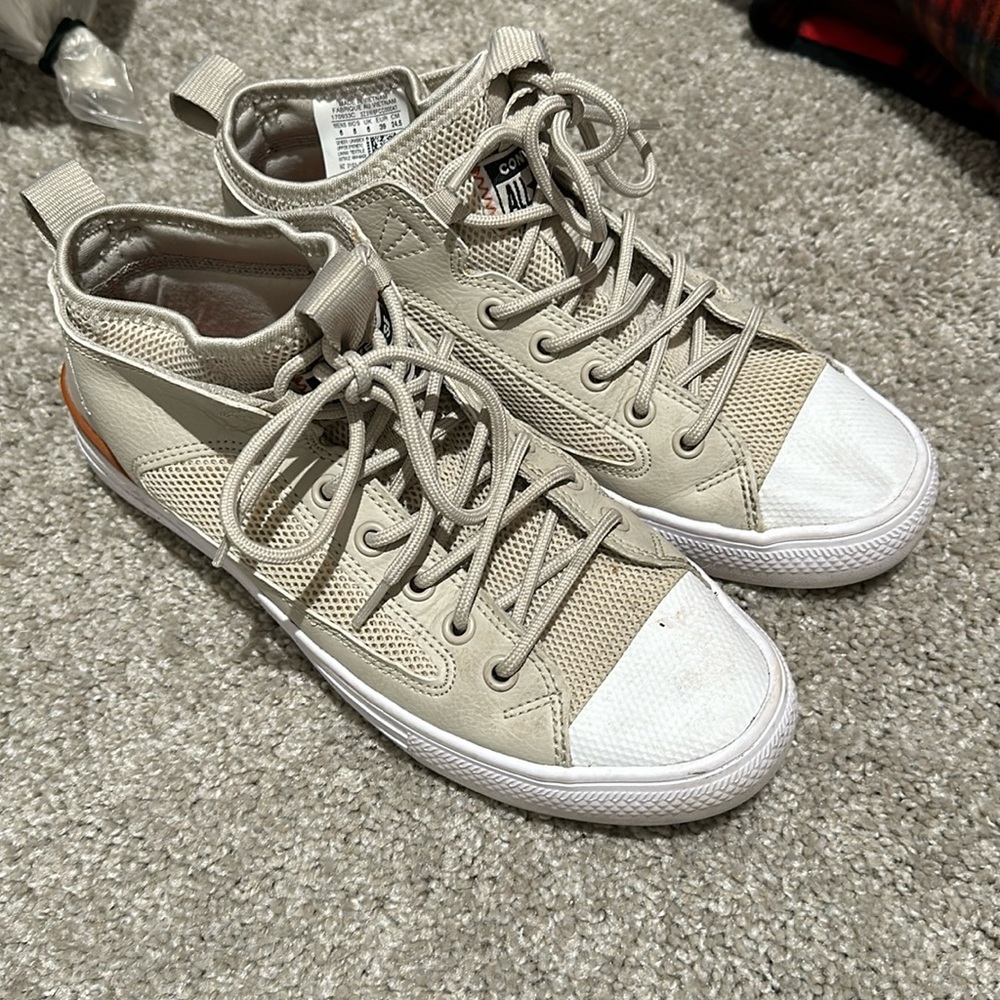 Converse cream faux leather